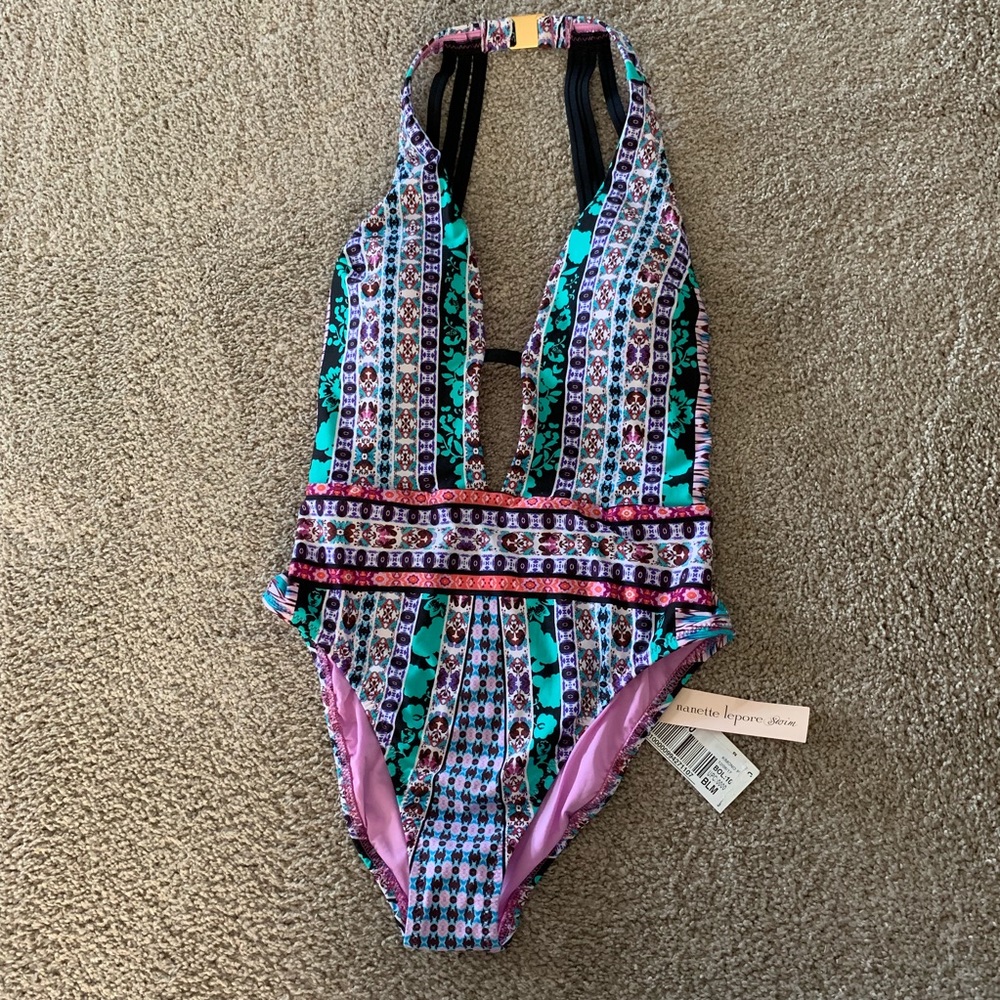 Nanette Lepore Kimono Patchwork Halter one piece